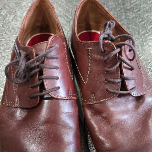 🐢 ECCO  Lisbon Plain Toe Cognac Brown Leather Oxford Shoes. Size EU42 US8-8.5 - Picture 11 of 13